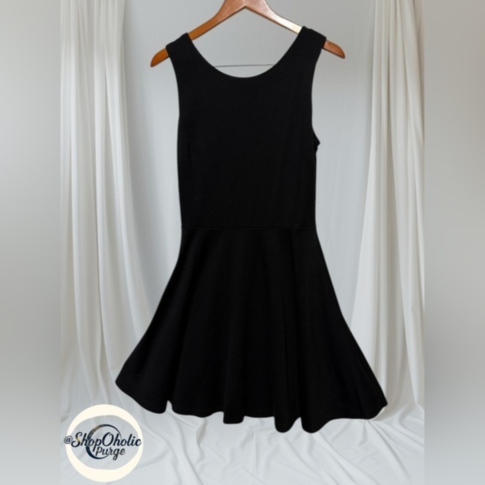 Bar III Black Fit & Flare Dress XL Cutout Back Stretchy